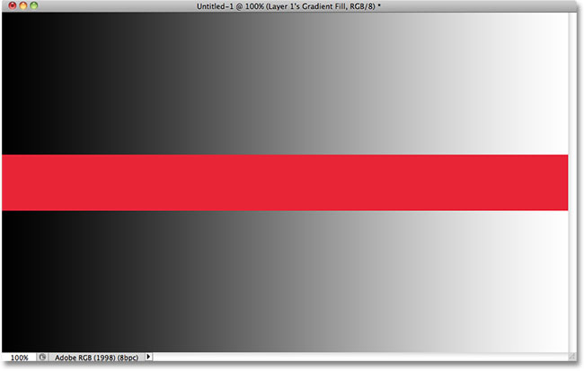 A black to white gradient separated by a red horizontal bar. Image © 2010 Photoshop Essentials.com