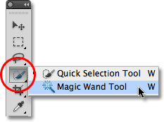 The Magic Wand Tool in Photoshop. Image © 2010 Photoshop Essentials.com