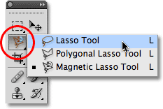 The three lasso tools in Photoshop. Image © 2009 Photoshop Essentials.com