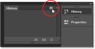 Clicking the double arrow icon to collapse the panel. Image © 2013 Steve Patterson, Photoshop Essentials.com