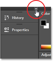 Clicking the icon to expand the second panel column. Image © 2013 Steve Patterson, Photoshop Essentials.com