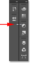 The main panel column has been collapsed to icon view mode. Image © 2013 Steve Patterson, Photoshop Essentials.com