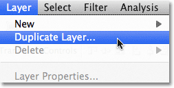 The Duplicate Layer command in Photoshop. Image © 2011 Photoshop Essentials.com