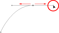 Creating a curved path by dragging out direction handles.