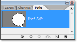 Photoshop's Paths palette showing the path drawn around the stop sign.