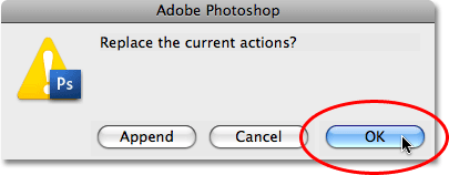 A warning box appears in Photoshop. Image copyright © 2008 Photoshop Essentials.com