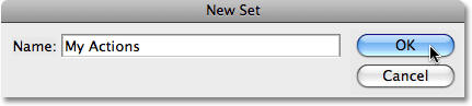 Enter a name for your new action set in the New Set dialog box. Image copyright © 2008 Photoshop Essentials.com