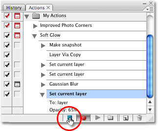 Click on the Stop icon in the Actions palette to end the recording. Image copyright © 2008 Photoshop Essentials.com