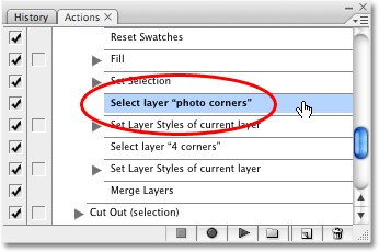 Step 17 will select the 'photo corners' layer in the Layers palette. Image copyright © 2008 Photoshop Essentials.com