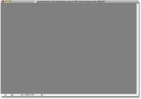 The document window in Photoshop now appears as solid gray. Image copyright © 2008 Photoshop Essentials.com