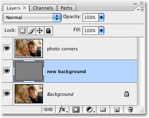 The top two layers in the Layers palette have swapped positions. Image copyright © 2008 Photoshop Essentials.com