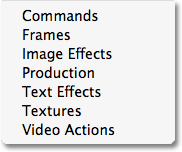 The additional action sets that install with Photoshop. Image copyright © 2008 Photoshop Essentials.com