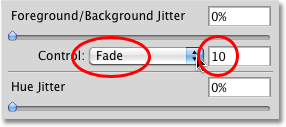 Setting the Foreground/Background option to Fade in 10 steps. Image © 2010 Photoshop Essentials.com