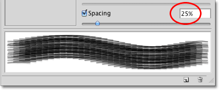 The Brush Tip Spacing option in the Brushes panel in Photoshop. Image © 2010 Photoshop Essentials.com
