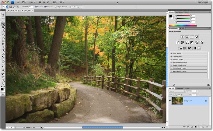 The Application Frame in Photoshop CS4. Image © 2009 Photoshop Essentials.com.