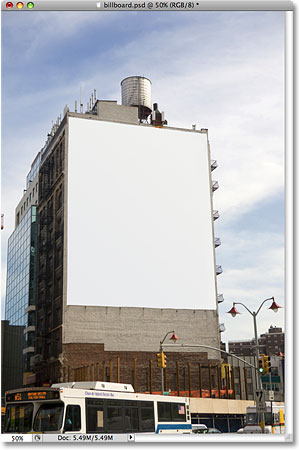 A blank billboard on a building. Image licensed from iStockphoto by Photoshop Essentials.com