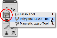 The Polygonal Lasso Tool in Photoshop. Image © 2009 Photoshop Essentials.com