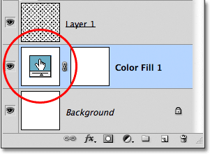 Double-clicking the fill layer's thumbnail. Image © 2011 Photoshop Essentials.com