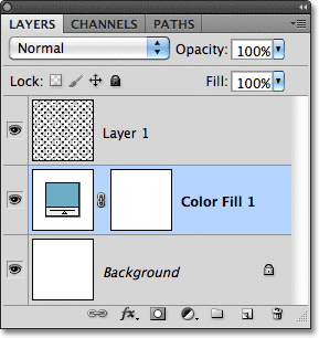 A solid color fill layer appears in the Layers panel in Photoshop. Image © 2011 Photoshop Essentials.com