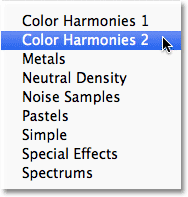 Loading the Color Harmonies 2 gradient set in Photoshop. Image © 2011 Photoshop Essentials.com