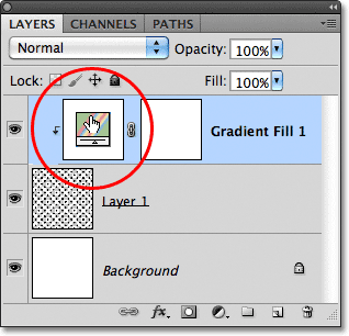 The Gradient fill layer's thumbnail. Image © 2011 Photoshop Essentials.com