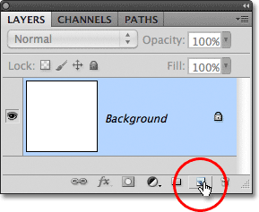The Add New Layer icon in the Layers panel in Photoshop. Image © 2011 Photoshop Essentials.com