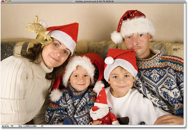 A holiday family portrait. Image licensed from iStockphoto by Photoshop Essentials.com.