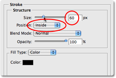 The Stroke options in Photoshop. Image © 2008 Photoshop Essentials.com.
