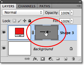Clicking on the vector mask thumbnail to deselect it. Image © 2011 Photoshop Essentials.com