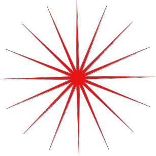 A starburst shape drawn with the Polygon Tool in Photoshop. Image © 2011 Photoshop Essentials.com