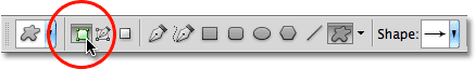 Selecting the Shape Layers option in the Options Bar in Photoshop. Image © 2011 Photoshop Essentials.com