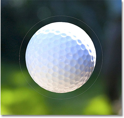 Drawing a circular path around a golf ball in Photoshop. Image © 2011 Photoshop Essentials.com