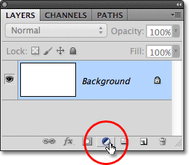 The New Fill or Adjustment Layer icon in the Layers panel in Photoshop. Image © 2011 Photoshop Essentials.com