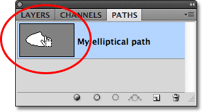 Clicking on the path thumbnail in the Paths panel. Image © 2011 Photoshop Essentials.com