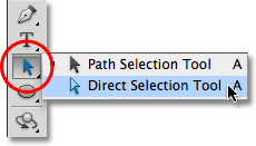 Selecting the Direct Selection Tool in Photoshop. Image © 2011 Photoshop Essentials.com