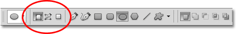 The Shape drawing mode options in the Options Bar in Photoshop. Image © 2011 Photoshop Essentials.com