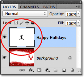 The icon in the Type layer's thumbnail changes to the Warp Text icon. Image © 2011 Photoshop Essentials.com