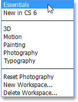 The panels included in the Photography workspace in Photoshop CS6. Image © 2013 Steve Patterson, Photoshop Essentials.com