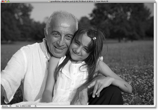 The default black and white conversion. Image © 2009 Photoshop Essentials.com.