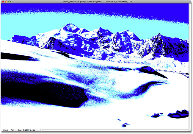 The image after increasing the Contrast value to its maximum. Image © 2009 Photoshop Essentials.com