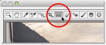 The Straighten Tool in Adobe Camera Raw 8. Image © 2013 Steve Patterson, Photoshop Essentials.com
