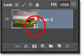 The layer preview thumbnail showing the Smart Object icon. Image © 2014 Photoshop Essentials.com