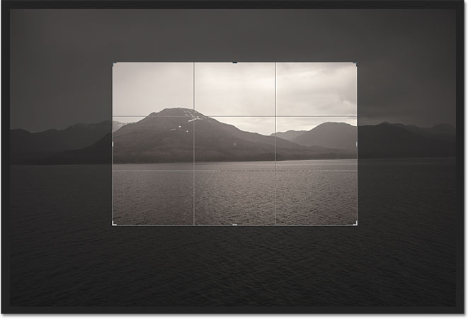 The crop border has snapped to a 4x3 aspect ratio. Image © 2012 Photoshop Essentials.com