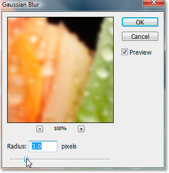 Applying a Gaussian Blur smart filter, radius 3 pixels