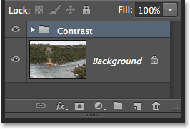 The top two layers are now inside a layer group. Image © 2013 Steve Patterson, Photoshop Essentials.com.