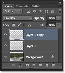 Once again selecting the New Layer via Copy command in Photoshop CS6. Image © 2013 Steve Patterson, Photoshop Essentials.com.