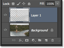 The selected pixels have been copied to a new layer. Image © 2013 Steve Patterson, Photoshop Essentials.com.