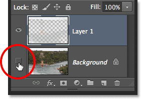 Clicking again on the visibility icon for the Background layer. Image © 2013 Steve Patterson, Photoshop Essentials.com.