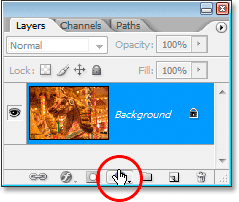 Clicking the 'New Adjustment Layer' icon at the bottom of Photoshop's Layers palette.