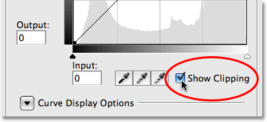 The new Show Clipping option in Curves in Photoshop CS3. Image © 2009 Photoshop Essentials.com.